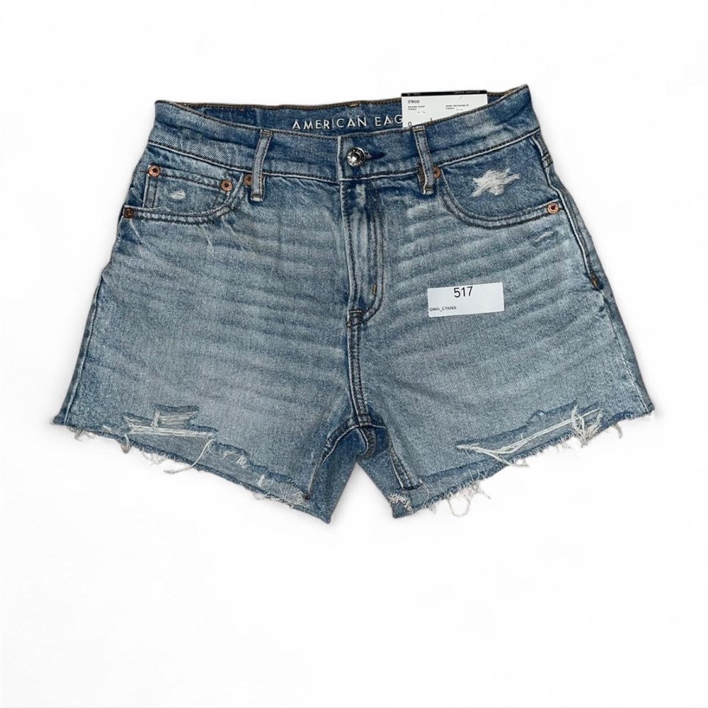 American Eagle Light Blue High Rise Relaxed Denim Shorts
